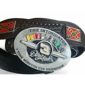 DALE EARNHARDT BELT BUCKLE Men’s Belt Vintage Black Genuine Leather Men's 40"